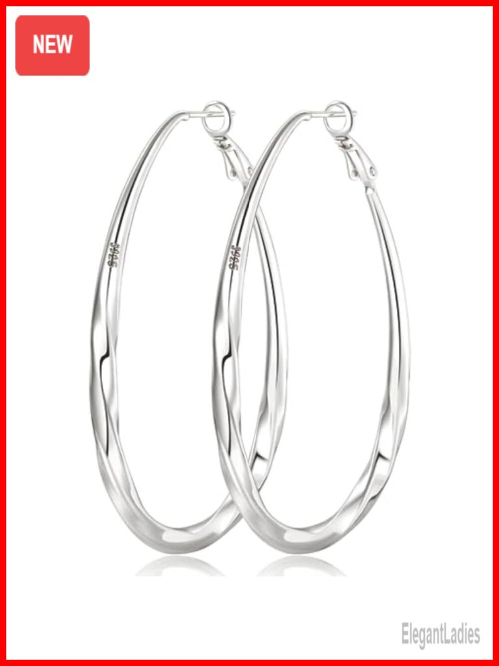 Oval 925 Sterling Silver Hoop Earrings Lightweight Unbranded